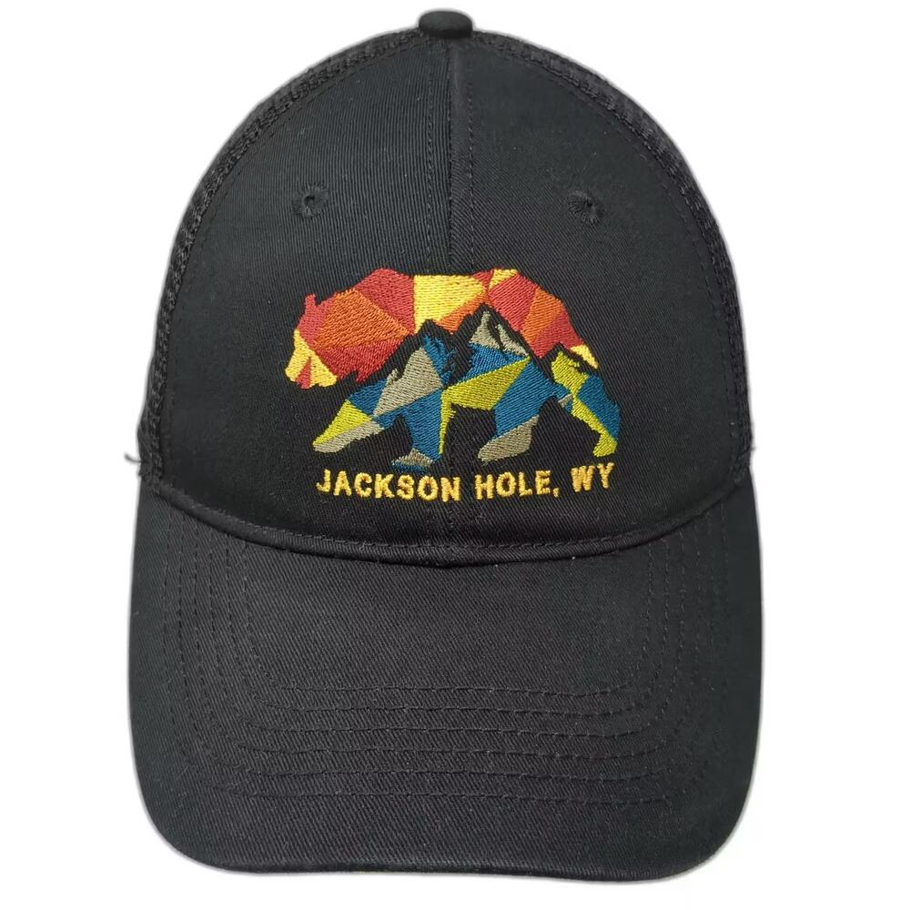 Blue 84 Trucker Hat Black Jackson Hole WY Bear Embroidered Snapback OS Hat